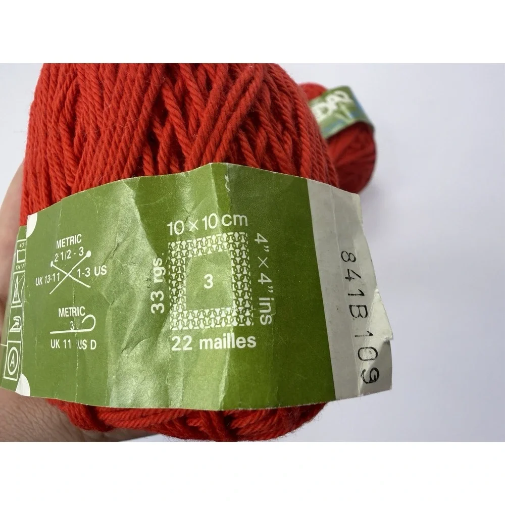 Phildar Detente Yarn France 100% Cotton 50 grams Each Red